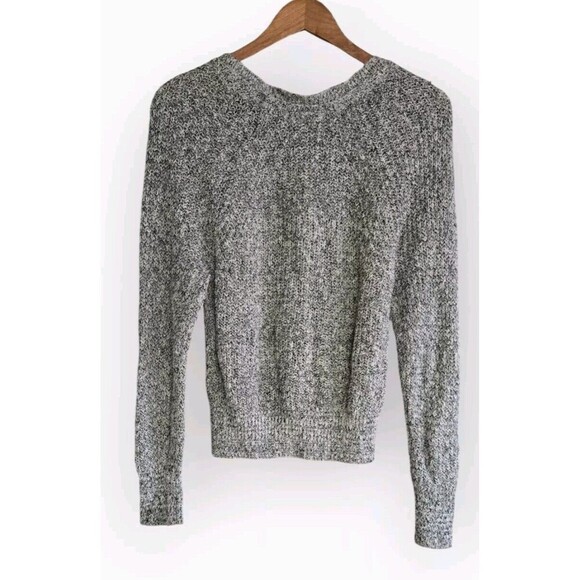 Free People Crop Sweater Womens Small Gray Marbled Electric City Linen Cotton - Picture 5 of 8
